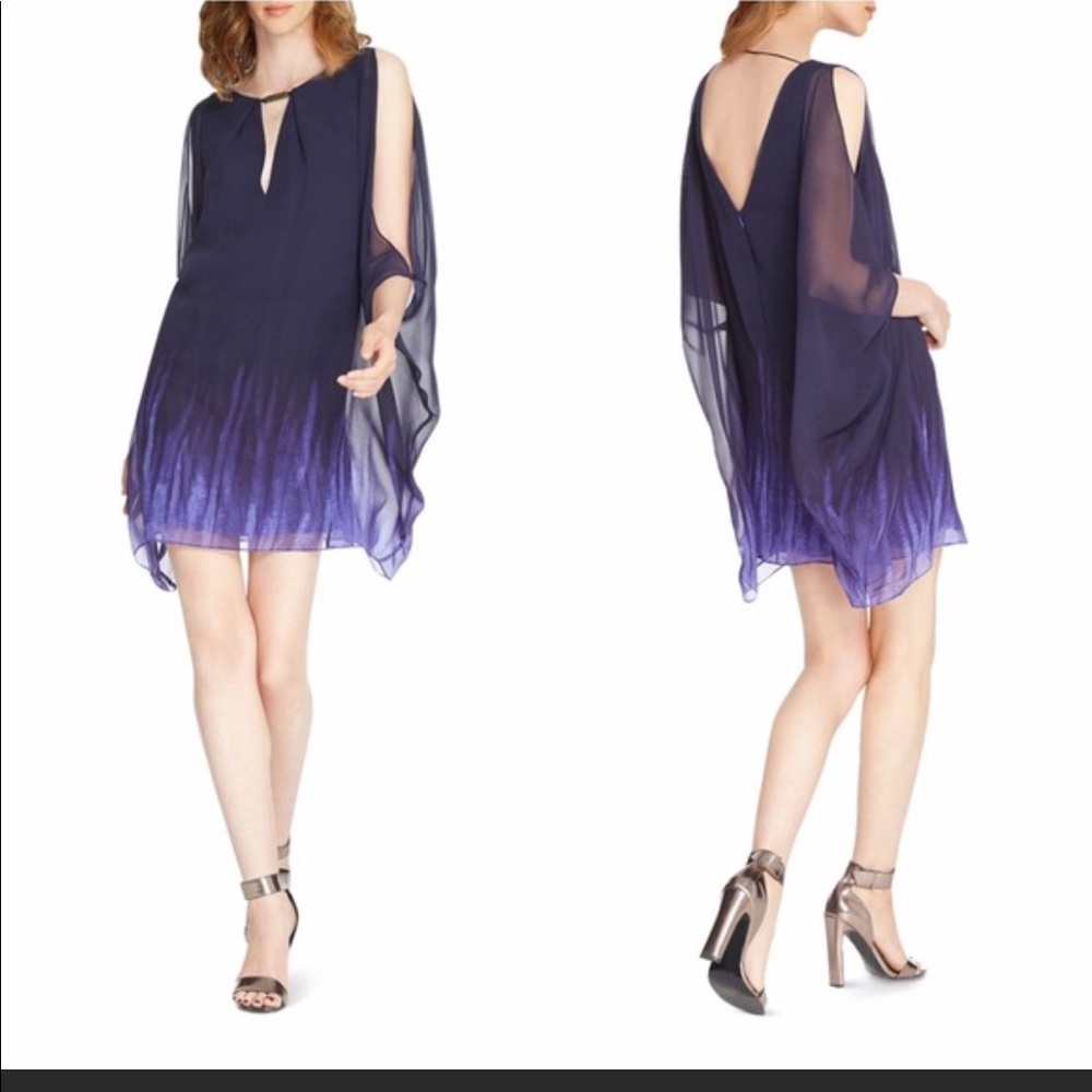 halston heritage ombre purple cape dress